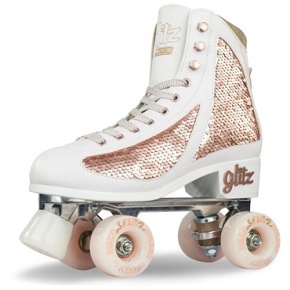 Crazy Disco Glitz Rose Gold Quad Roller Paten